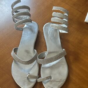 Italina Silver Spiral Strap Sandals